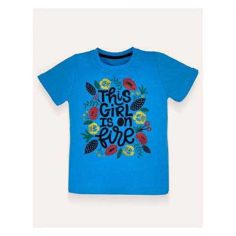 IXAMPLE Girls Printed T-shirt, Turquoise, IXSGTS 64017