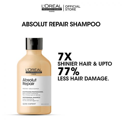 L'Oreal Professionnel Serie Expert Protein + Gold Quinoa Absolut Repair Dry And Damage Hair Shampoo, 300ml
