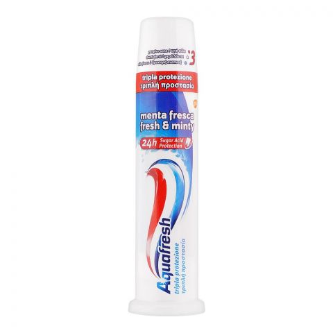Aqua Fresh Triple Protection Fresh Mint Pump Toothpaste, UK, 100ml