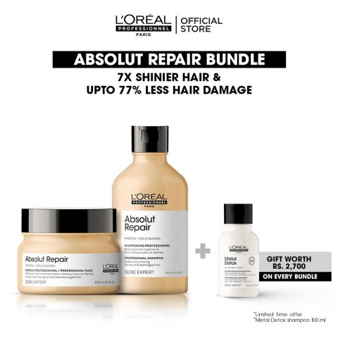 L'Oreal Professionnel Absolut Repair 300ml Shampoo & 250ml Mask, Bundle Offer