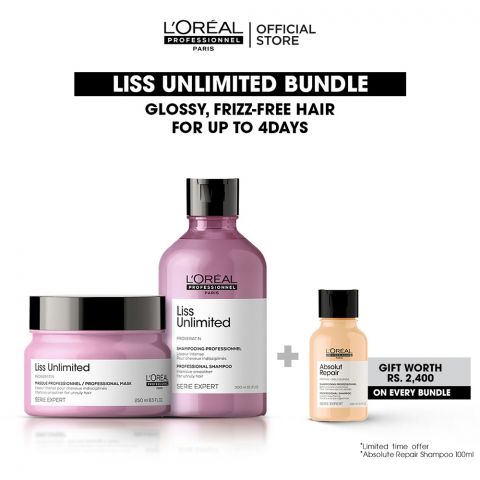 L'Oreal Professionnel Liss Unlimited 300ml Shampoo & 250ml Mask, Bundle Offer