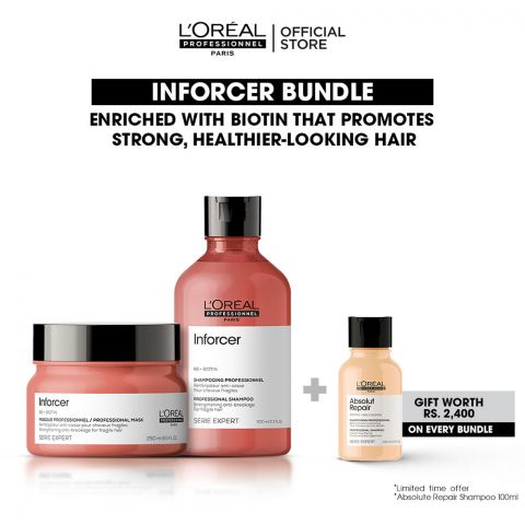 L'Oreal Professionnel Inforcer 300ml Shampoo & 250ml Mask, Bundle Offer