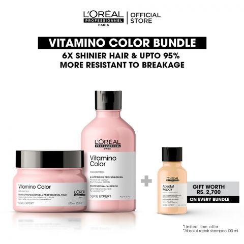 L'Oreal Professionnel Vitamino Color 300ml Shampoo & 250ml Mask, Bundle Offer