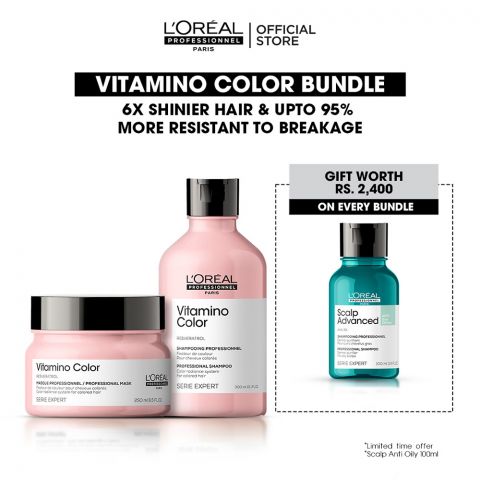 L'Oreal Professionnel Vitamino Color 300ml Shampoo & 250ml Mask, Bundle Offe