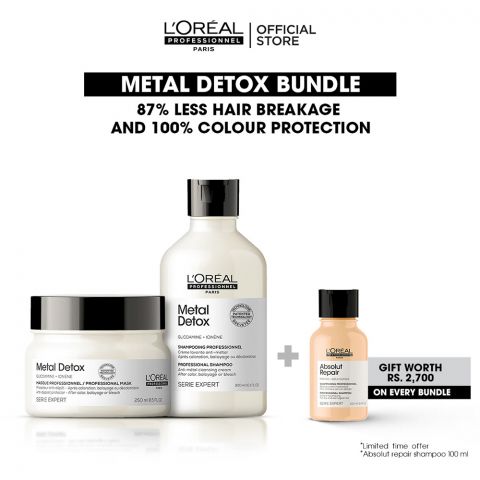 L'Oreal Professionnel Metal Detox 300ml Shampoo & 250ml Mask, Bundle Offer