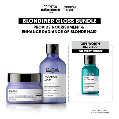 L'Oreal Professionnel Blondifier 300ml Shampoo + 250ml Mask + Free Scalp Advanced Anti-Gras Oiliness Shampoo 100ml