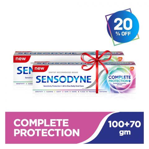 Sensodyne Complete Protection+ Fresh Breath, Superior Cleaning Action Toothpaste, 100g + 70g Saver Pack