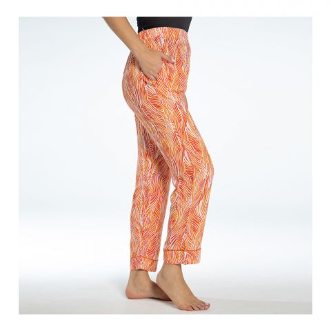 Basix Women's Linen Pajama, Orange Waves, 108