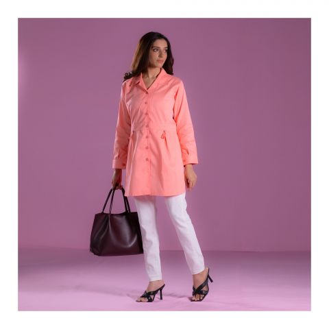 Basix Women's Cotton Button Shirt Carnation Pink, WS-554