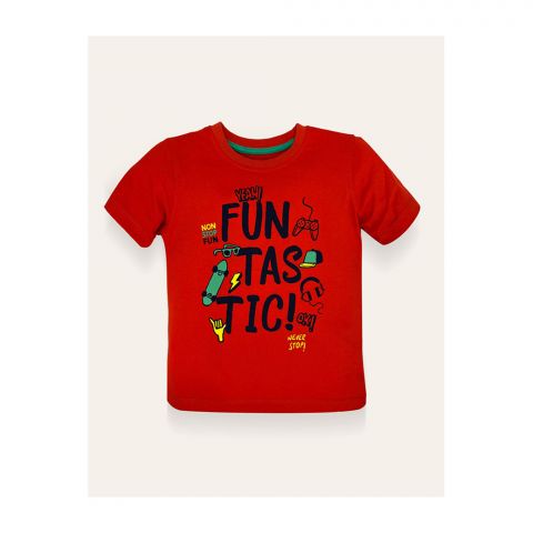 IXAMPLE Boys Coral Red Coral Red Fantastic Tee