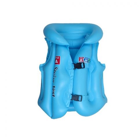 Swimming Inflatable Lifejacket With Head Protection, Swimming Vest For Kids, Blue