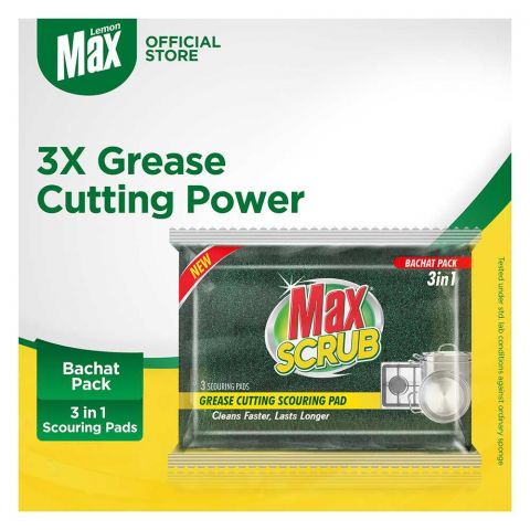 Max Scrub Scouring Pad, 3-In-1, Bachat Pack, 3-Pack