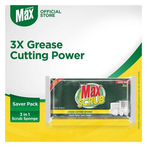 Max Scrub With Sponge Multi 3-In-1, Saver Pack, 3-Pack