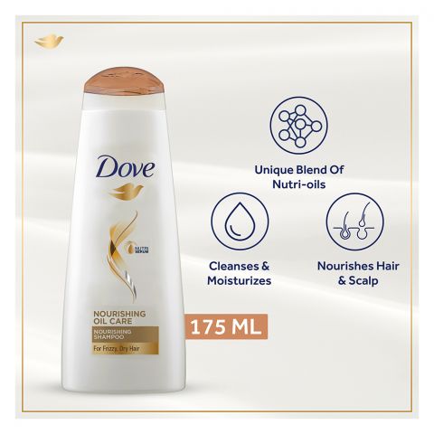 Dove Nourishing Oil Care Shampoo, Frizzy Dry Hair, 175ml