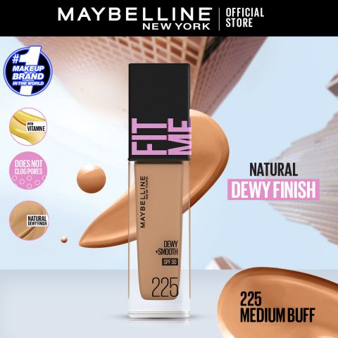 Maybelline New York Fit Me Dewy + Smooth Liquid Foundation, SPF 30 225 Medium Buff, 30ml