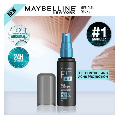 Maybelline New York Fit Me Matte + Poreless Setting Spray, Transfer-proof, 24H Oil-Control Formula, 60 ml
