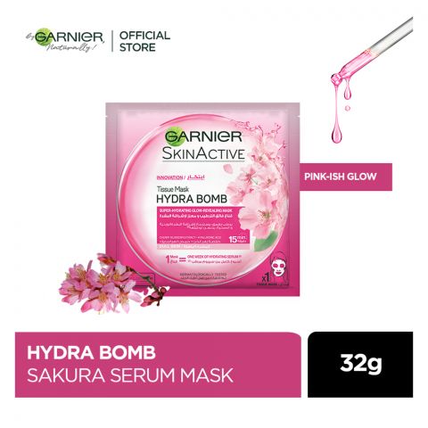 Garnier Skin Active Hydra Bomb Ultra Hydrating Glow Boosting Face Mask, For Dull Skin, 32g