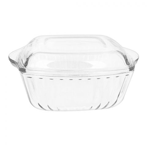 Borcam Square Casserole Bowl With Cover, Ovenware, Glassware & Dishware, 11.12 X 12.5 Inches, 59029