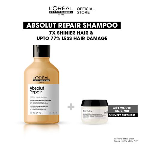 L'Oreal Professionnel Serie Expert Protein + Gold Quinoa Absolut Repair Dry And Damage Hair Shampoo, 300ml