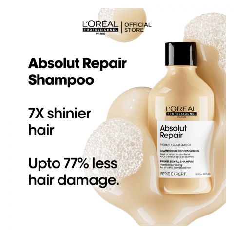 L'Oreal Professionnel Serie Expert Protein + Gold Quinoa Absolut Repair Dry And Damage Hair Shampoo, 300ml