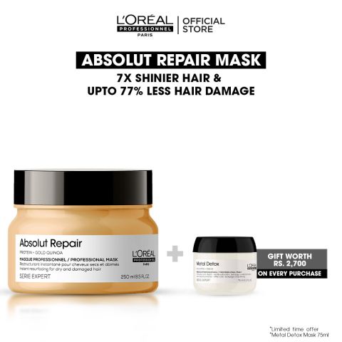 L'Oreal Serie Expert Protein+Gold Quinoa Absolut Repair Dry & Damage Hair Masque, 250ml