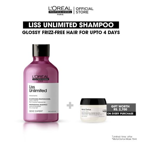 L'Oreal Professionnel Serie Expert Liss Unlimited Pro-Keratin Professional Shampoo, For Frizzy & Unruly Hair, 300ml