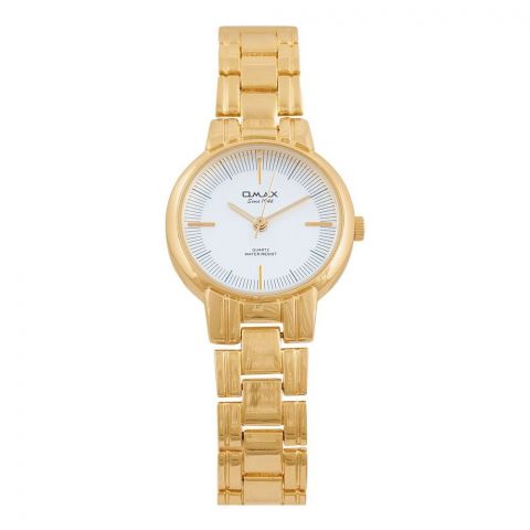 Omax Men's Quartz Yellow Gold Round Dial & Bracelet Analog Watch, HSA042G008