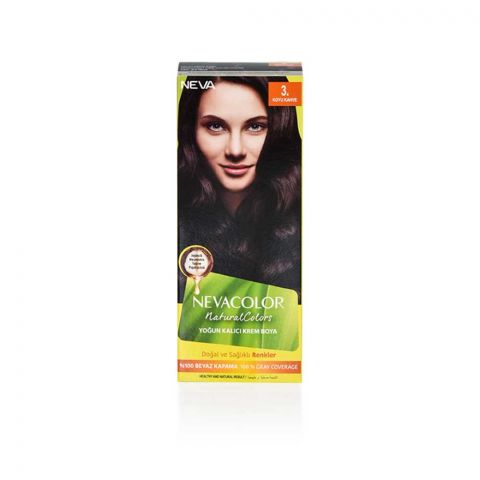 Neva Hair Color, 50ml, Kit Pack No. 3 Dark Brown