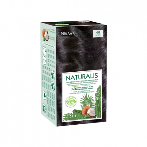 Neva Naturalis Hair Color, 60ml, Kit Pack No. 4.0 Intense Brown