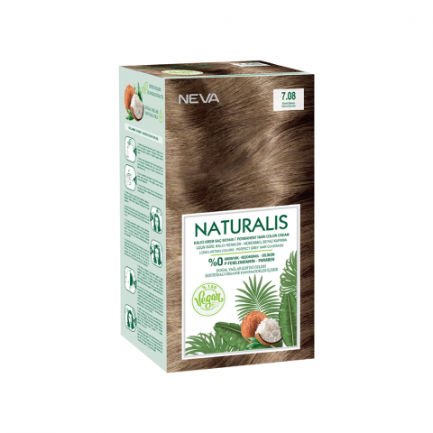 Neva Naturalis Hair Color, 60ml, Kit Pack No. 7.08 Sande Blonde