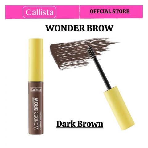 Callista Wonder Brow Eyebrow Mascara, Vegan, Cruelty Free, 4.5ml, 03 Dark Brown