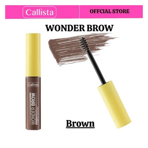 Callista Wonder Brow Eyebrow Mascara, Vegan, Cruelty Free, 4.5ml, 02 Brown