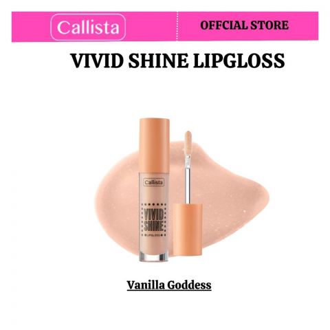 Callista Vivid Shine Lip Gloss, Vegan, Shea Butter, Argan Oil, Vitamin E & Cruelty Free, 4.5ml, 106 Vanilla Goddess