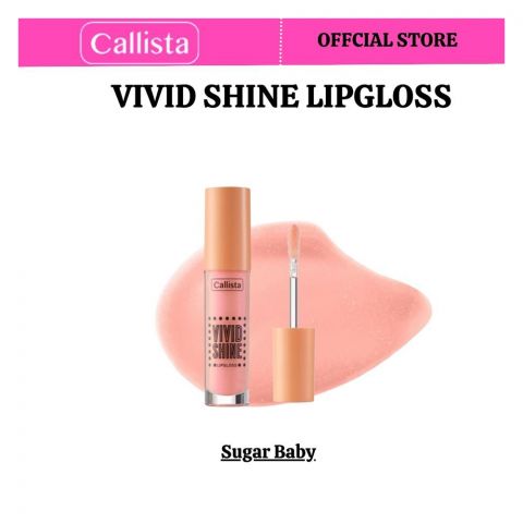 Callista Vivid Shine Lip Gloss, Vegan, Shea Butter, Argan Oil, Vitamin E & Cruelty Free, 4.5ml, 105 Sugar Baby
