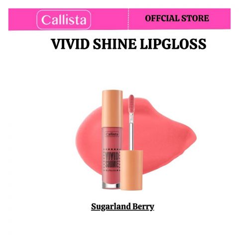 Callista Vivid Shine Lip Gloss, Vegan, Shea Butter, Argan Oil, Vitamin E & Cruelty Free, 4.5ml, 103 Sugarland Berry