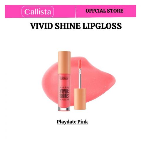 Callista Vivid Shine Lip Gloss, Vegan, Shea Butter, Argan Oil, Vitamin E & Cruelty Free, 4.5ml, 107 Playdate Pink