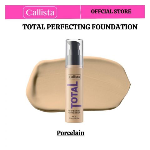 Callista Total Perfecting Foundation, Vegan, SPF 15, Non Comedogenic & Cruelty Free, 30ml, 221 Porcelain