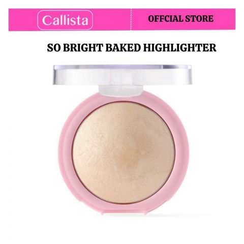 Callista So Bright Baked Highlighter, 01 Snowy Glowy Light, Vegan, Macadamia Oil, Cruelty Free, 10g