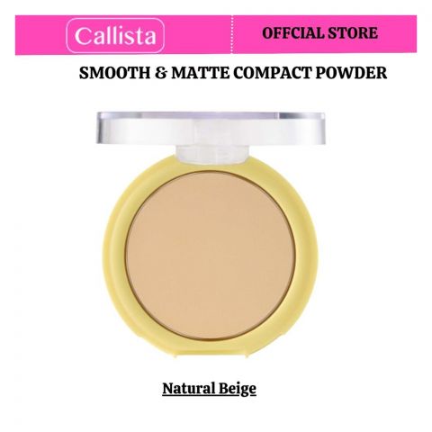 Callista Smooth & Matte Compact Powder, Argan Oil & Cruelty, 10g, 10 Natural Beige