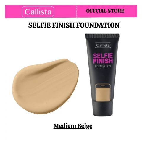 Callista Selfie Finish Foundation, Vegan, Almond Oil, SPF 15 & Cruelty Free, 25ml, 130 Medium Beige