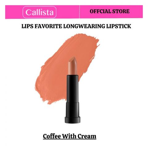 Callista Lips Favorite Longwearing Lipstick, Vegan, Macadamia Oil, Shea Butter & Cruelty Free, 4g, 307 Coffee Cream