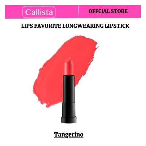 Callista Lips Favorite Longwearing Lipstick, Vegan, Macadamia Oil, Shea Butter & Cruelty Free, 4g, 304 Tangerino