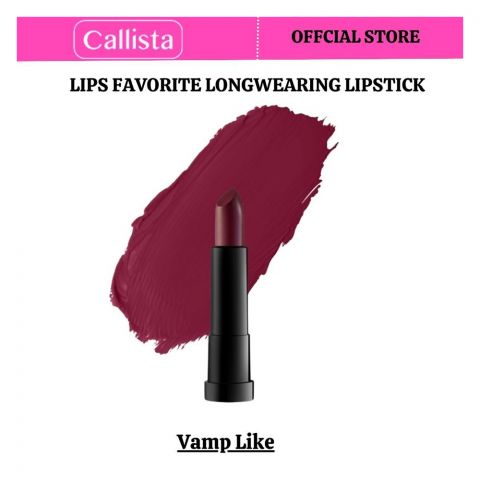 Callista Lips Favorite Longwearing Lipstick, Vegan, Macadamia Oil, Shea Butter & Cruelty Free, 4g, 308 Vamp Like