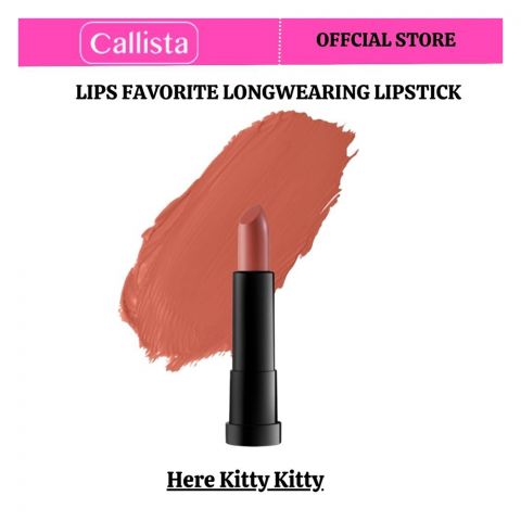 Callista Lips Favorite Longwearing Lipstick, Vegan, Macadamia Oil, Shea Butter & Cruelty Free, 4g, 306 Here Kitty Kitty