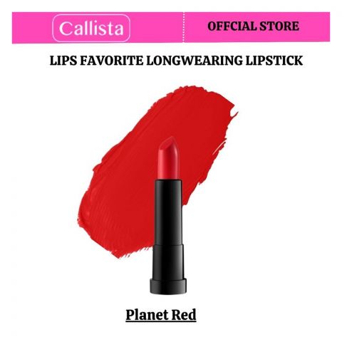 Callista Lips Favorite Longwearing Lipstick, Vegan, Macadamia Oil, Shea Butter & Cruelty Free, 4g, 302 Planet Red