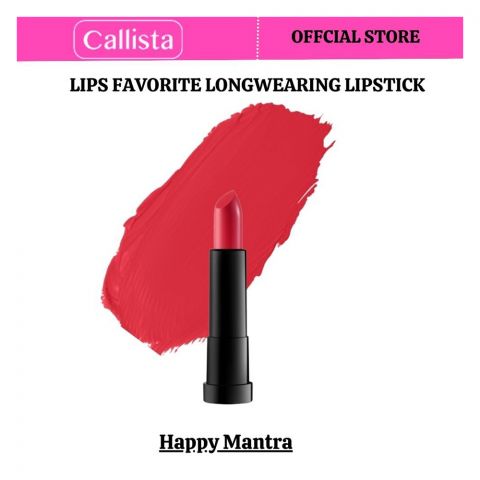 Callista Lips Favorite Longwearing Lipstick, Vegan, Macadamia Oil, Shea Butter & Cruelty Free, 4g, 305 Happy Mantro