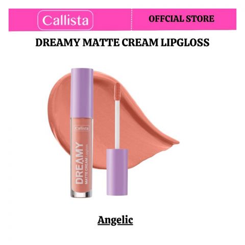 Callista Dreamy Matte Cream Lip Gloss, Vegan, Macadamia Oil, Vitamin E & Cruelty Free, 4ml, 207 Angelic