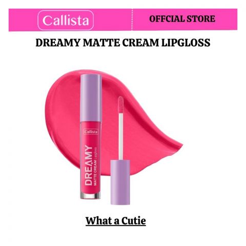 Callista Dreamy Matte Cream Lip Gloss, Vegan, Macadamia Oil, Vitamin E & Cruelty Free, 4ml, 203 What A Cutie