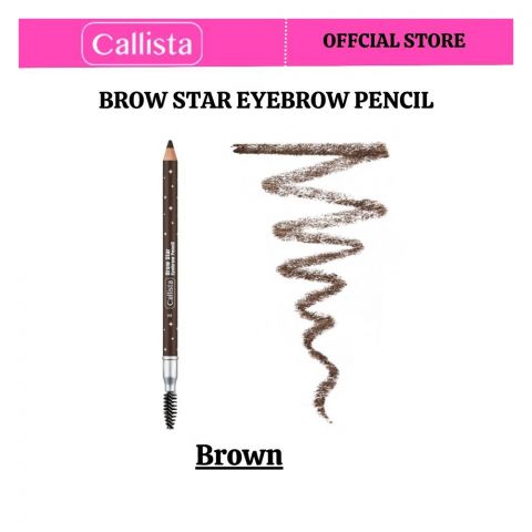 Callista Brow Star Eyebrow Pencil, Long Lasting Waterproof Formula, 02 Brown