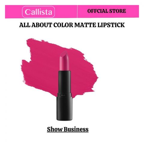 Callista All About Color Matte Lipstick, Vegan, Macadamia Oil, Vitamin E & Cruelty Free, 4g, 505 Show Business